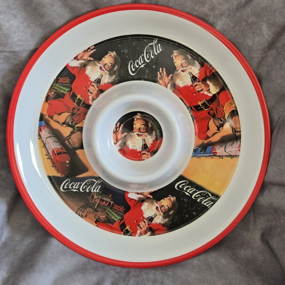 Coca~Cola Santa Chip Dip Platter Sakura Melamine‎ 14.5x1.75